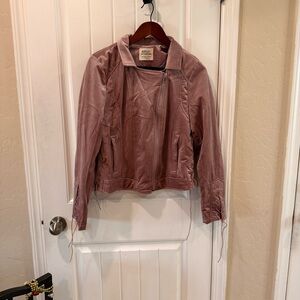 Ashley By 26 International Dusty Rose Suede Moto Jacket